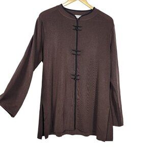 Exclusively Misook Women's Classic Knit Slinky Tunic Top Brown & Black Size XL